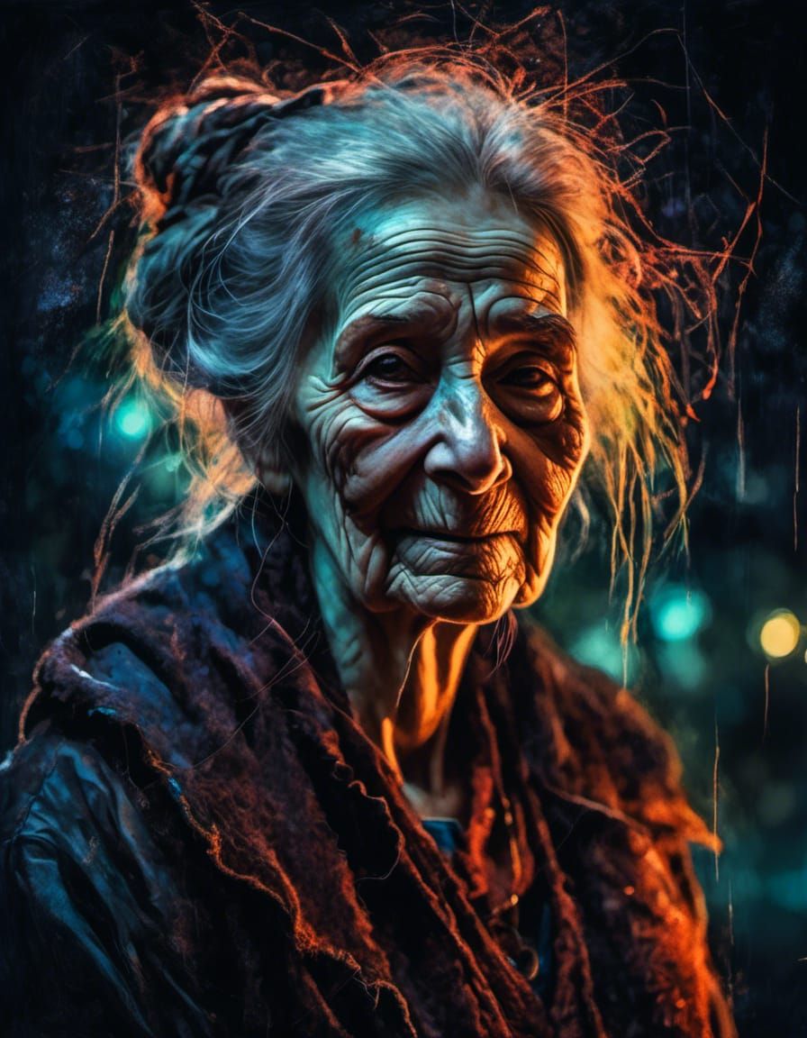 Neon Gothic Portrait: Sinister Smile in Dystopia