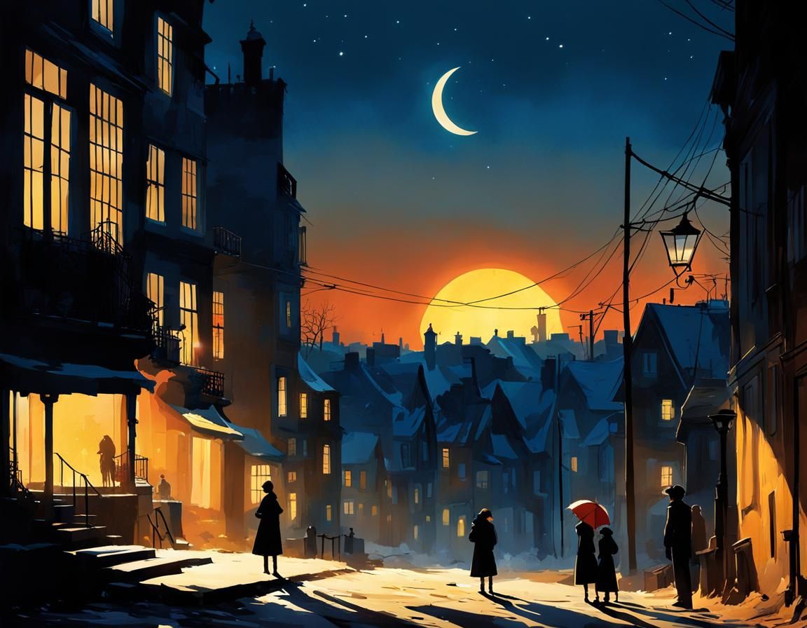 Magical Night Scene Illustration