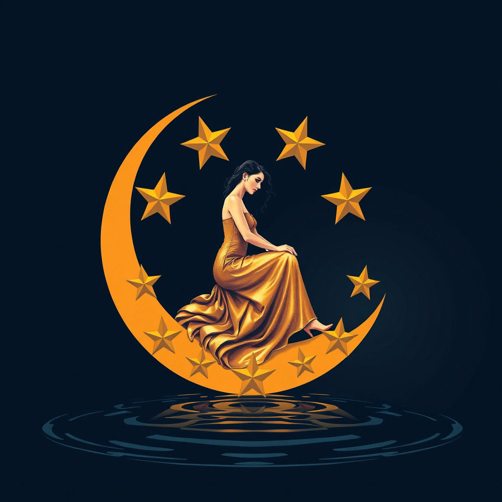 Woman on Moon in Pop Art Style