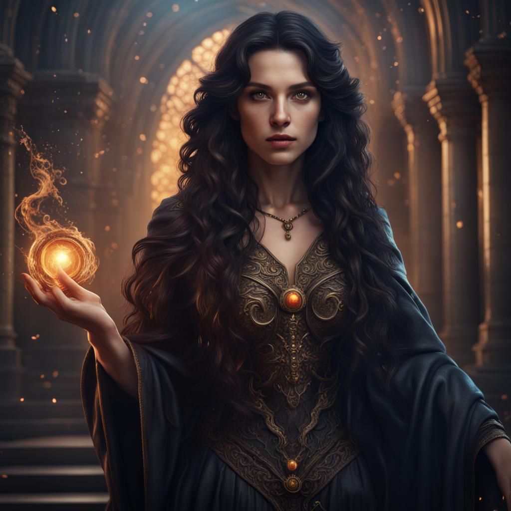 Mysterious Teen Sorceress with Magic Powers