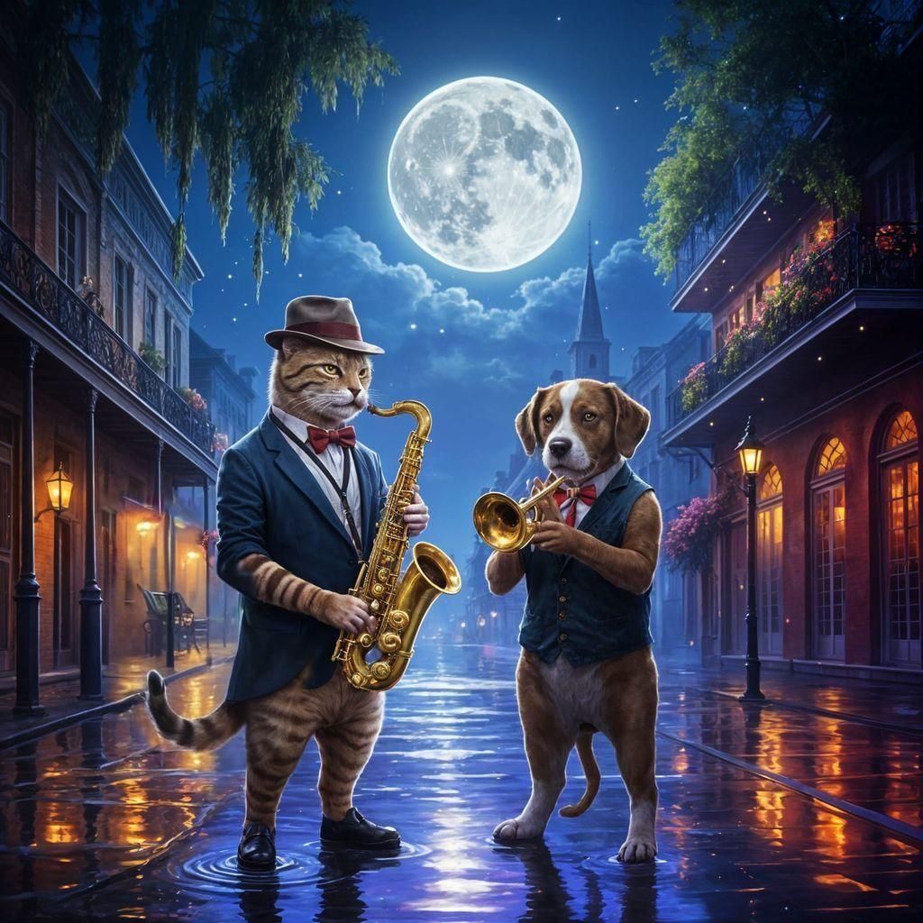 Jazz Duo in New Orleans: Impressionist Painting