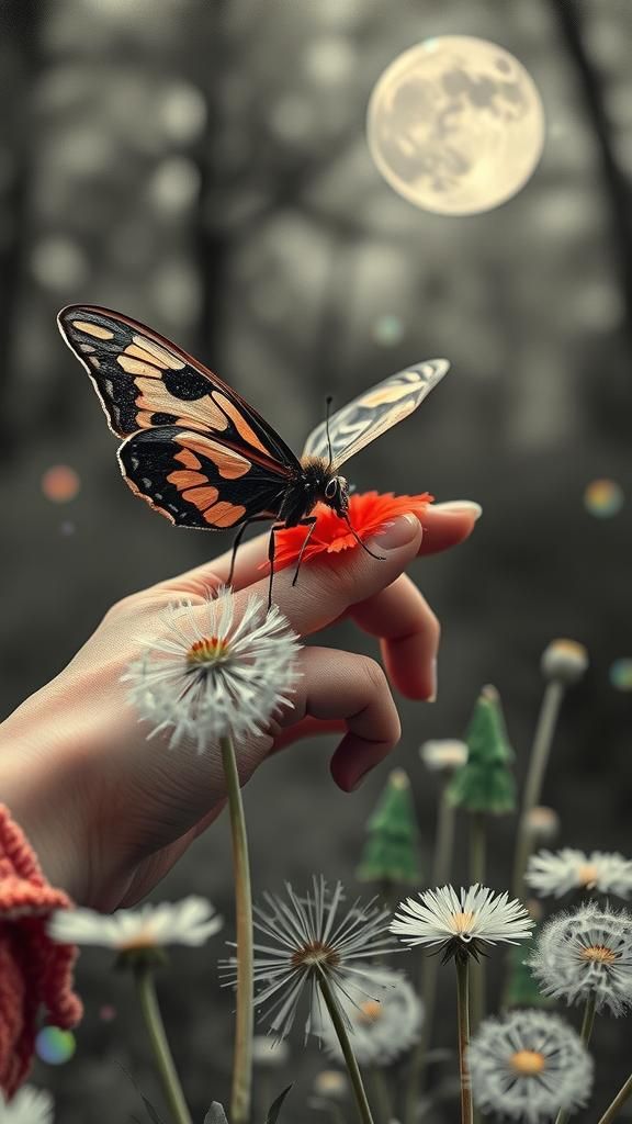 Sugar Skull Moth in Surreal Autumn Landscape