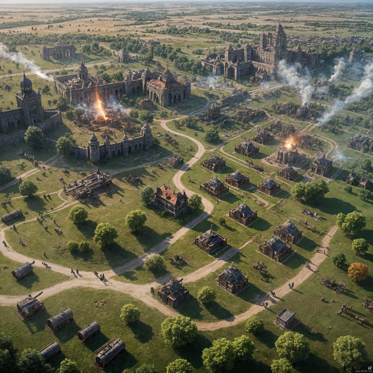 Early Modern Battlefield with Cannons and Cavalry