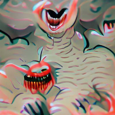 Terrifying Monster in Hell with Countless Teeth