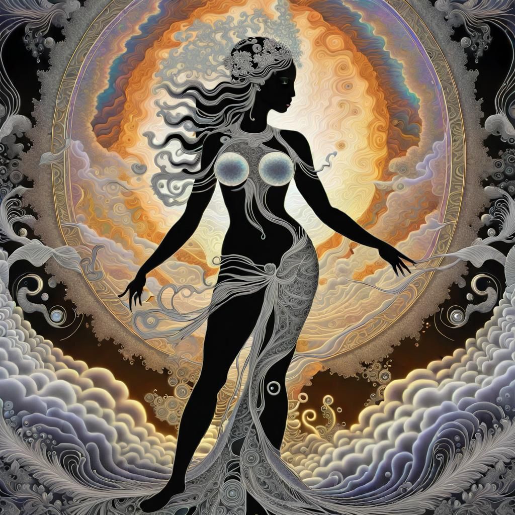 Goddess Venus in Swirling Mists: Chip-Art Lithograph