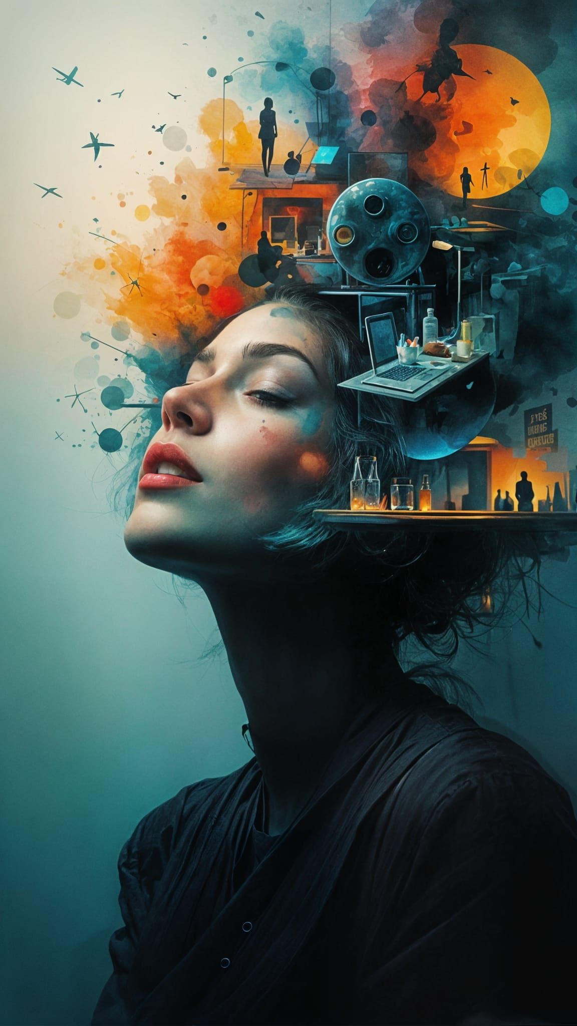 Surreal Painterly Portrait of Inner Turmoil