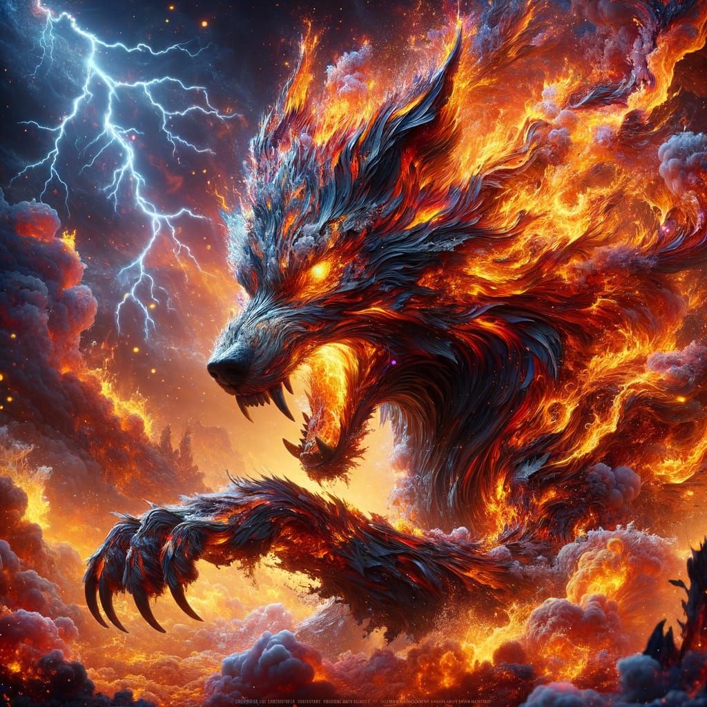 Fiery Wolf God Unleashes Power