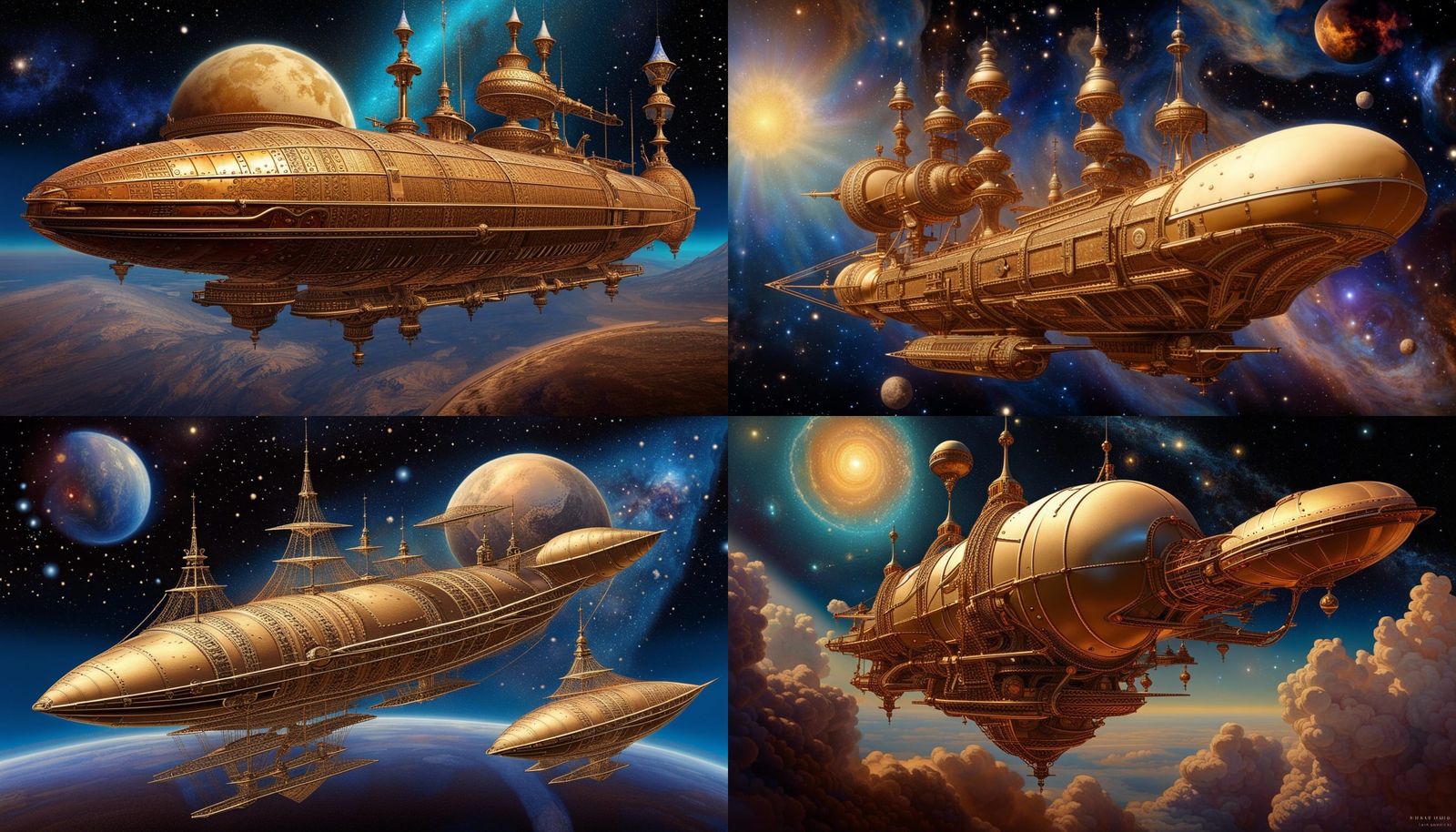 Steampunk Spaceship on Intergalactic Trade Route