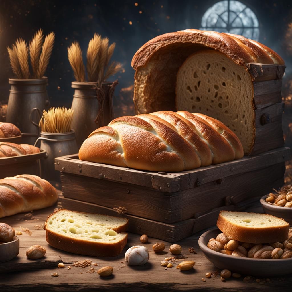 Fantastical Bread: Detailed Matte Painting in Deep Color