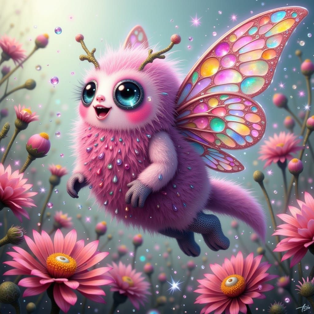 Whimsical Fairy Punk Fae with Glistening Opalescent Wings