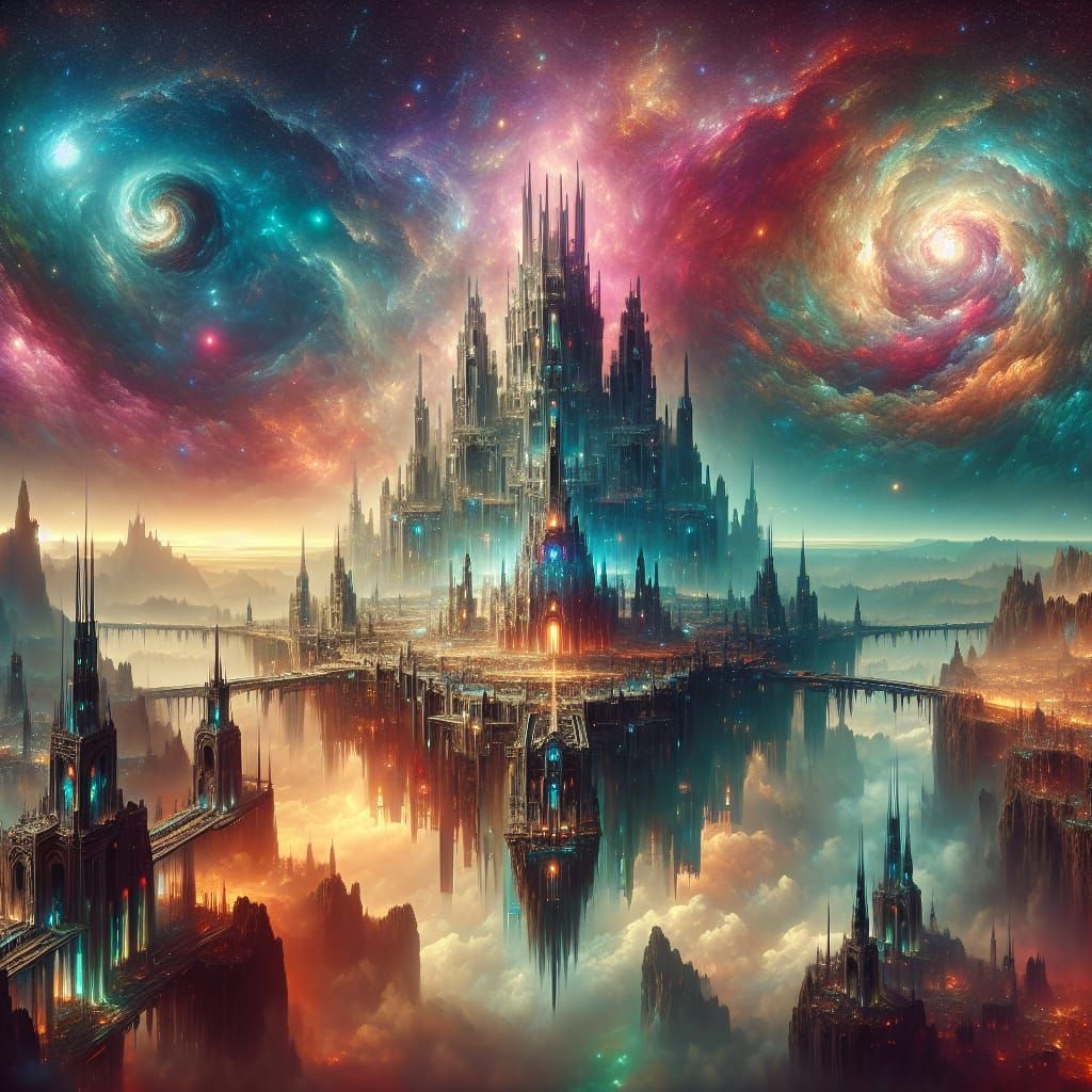 Cosmic City in the Void: A Matte Painting