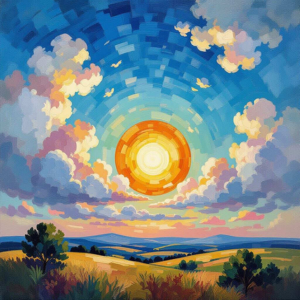 Vibrant Abstract Sun-Drenched Sky Painting