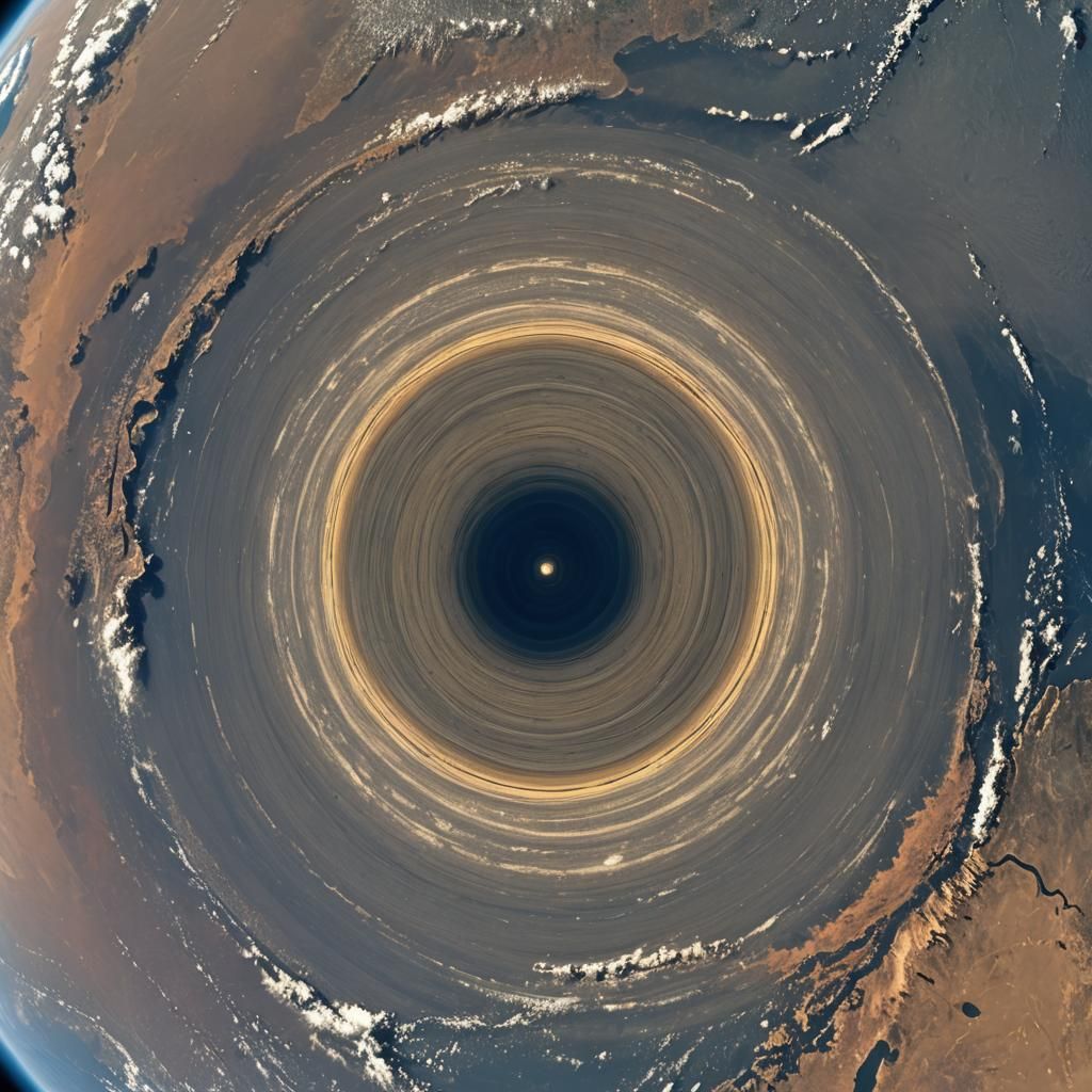 Earth With Rings From the Surface Horizon