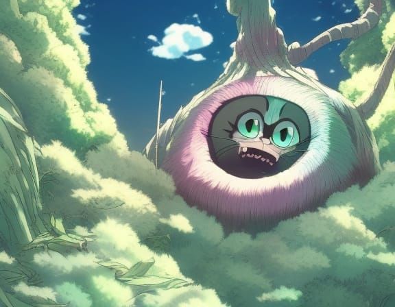 Cheshire cat Studio Ghibli, Anime Key Visual, by Makoto Shinkai, Deep Color, Intricate, 8k resolution concept art, Natur...