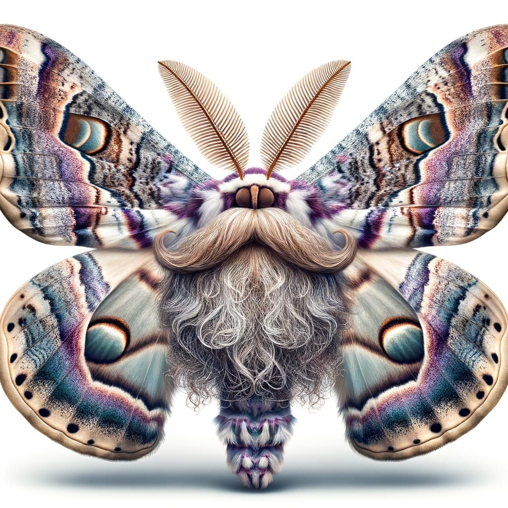 Bearded DeathMoth: Unique Insect with Purple and Silver Wing...