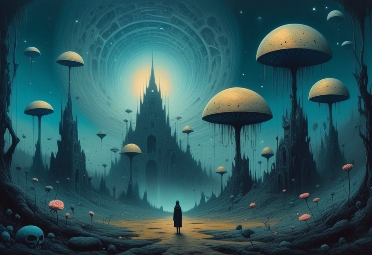 Ethereal Creatures in a Dreamlike Surrealist Landscape