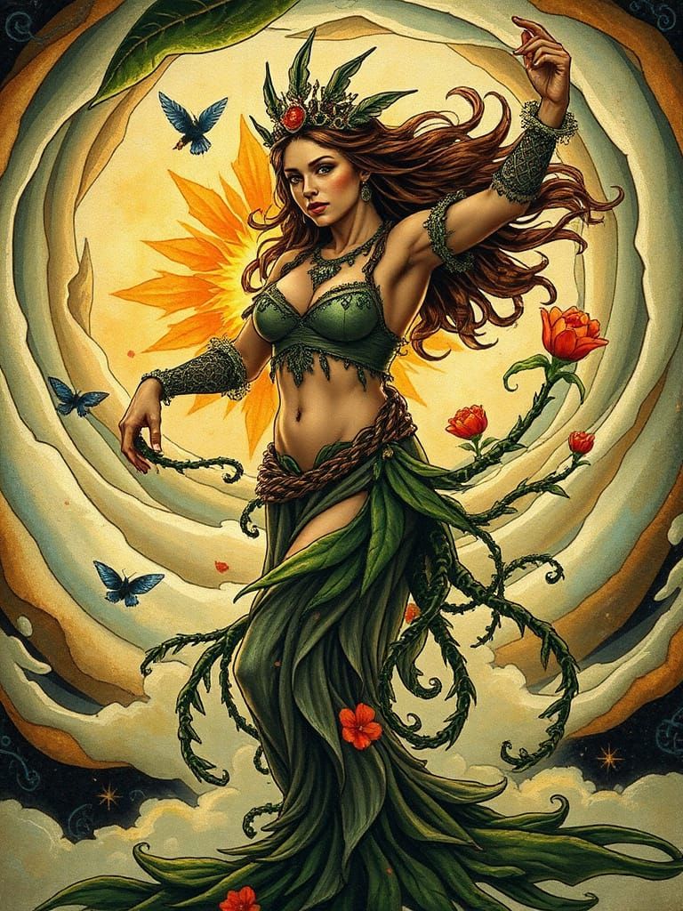 Earth Goddess Emerges in Art Nouveau Style