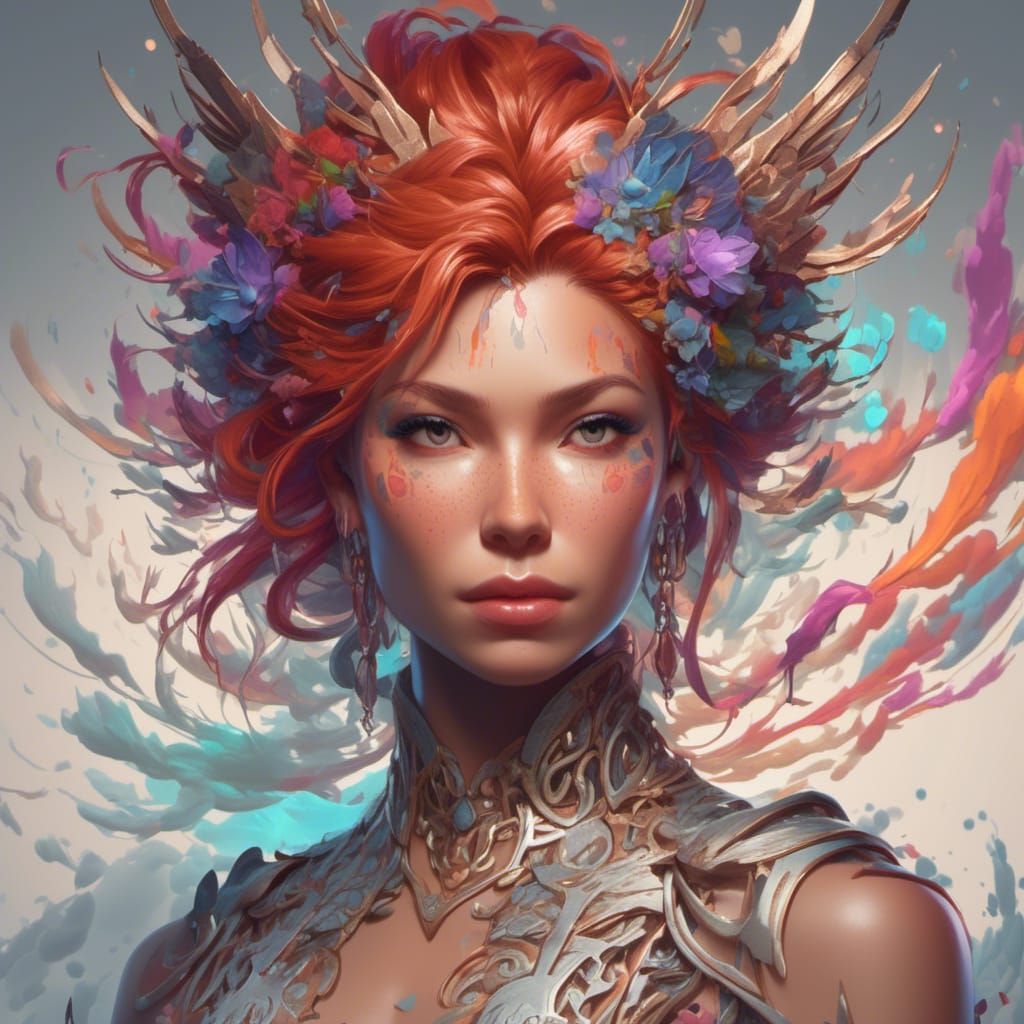 Redhead Portrait in Hyperdetailed Art Nouveau Style