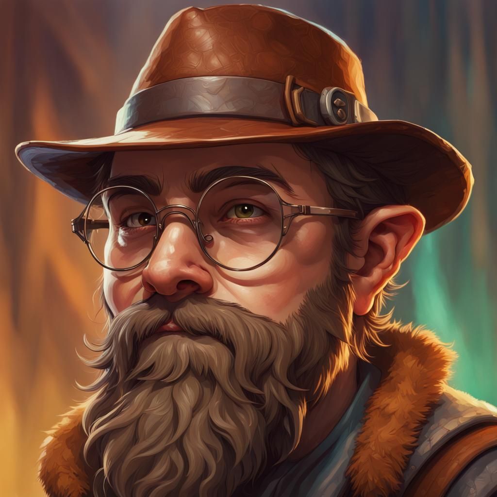 Detailed Halfling Detective in Fedora: Fantasy Portrait