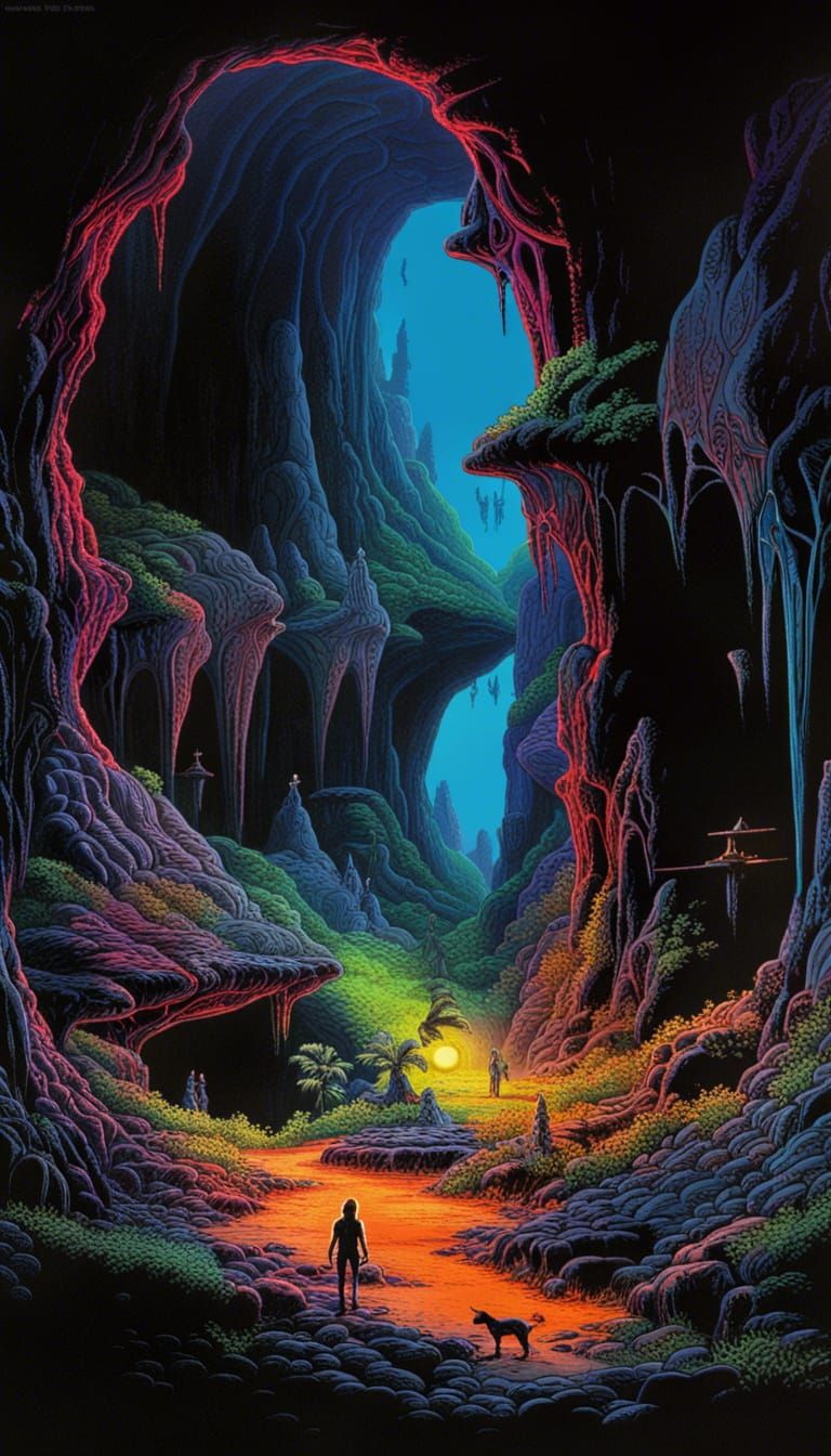 Surreal Cave Amalgamation in Roger Dean Style