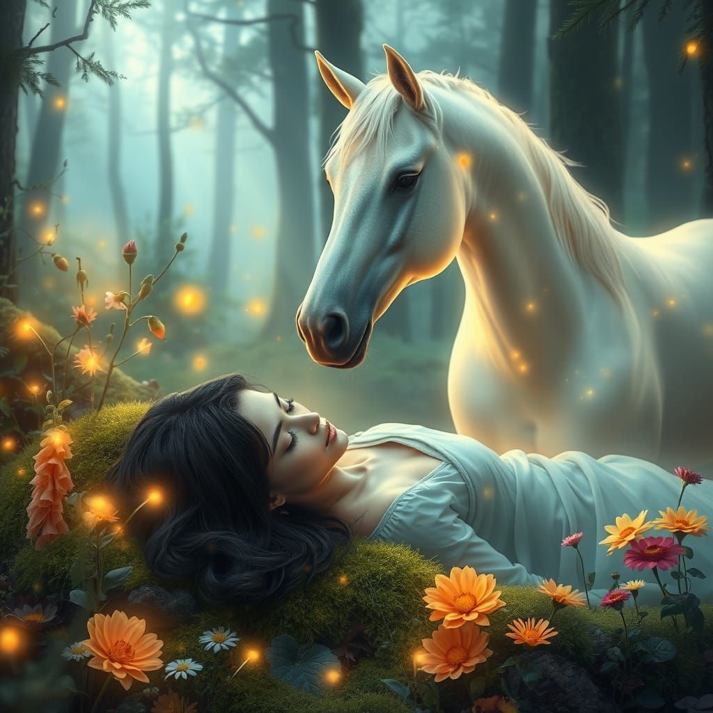 Mystical Forest Scene in Whimsical Style