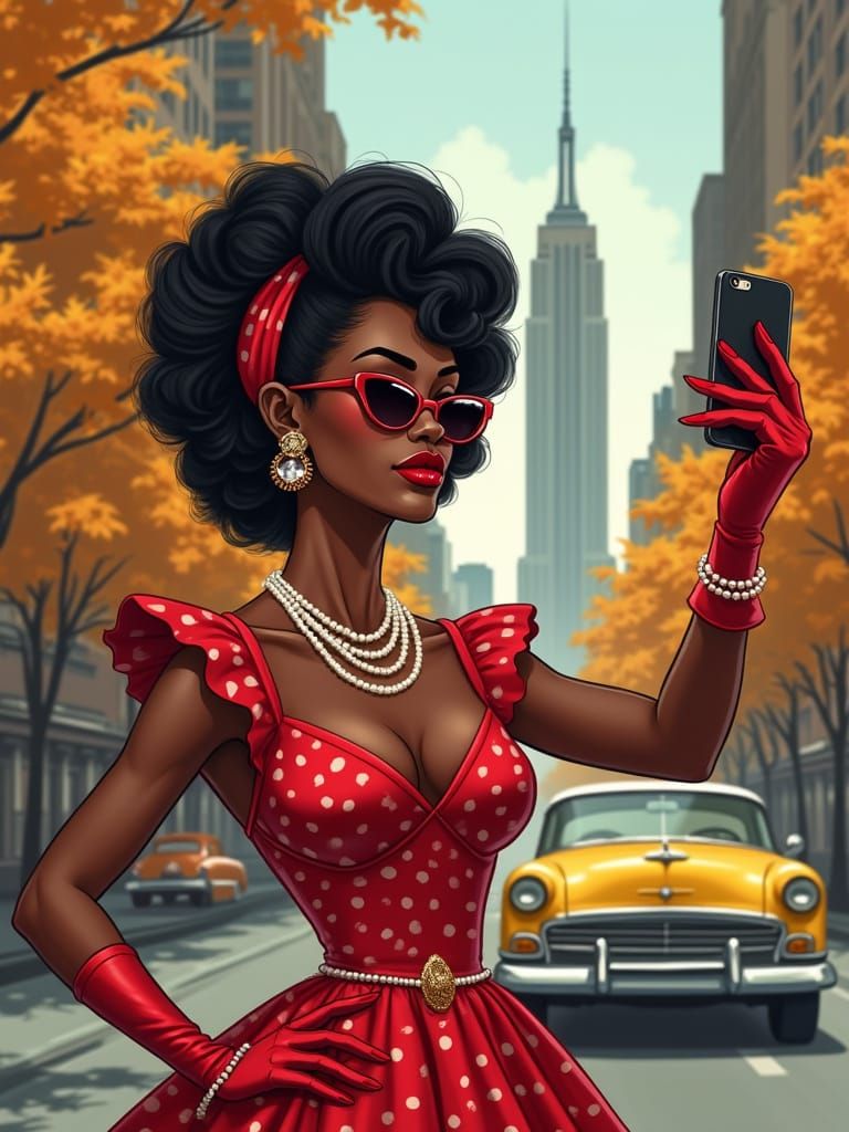 Glamorous Pop Art Woman in 1950s New York