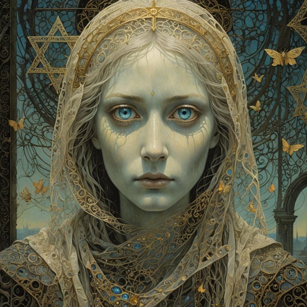 Ethereal Ragdoll with Wings in Dark Fantasy Style