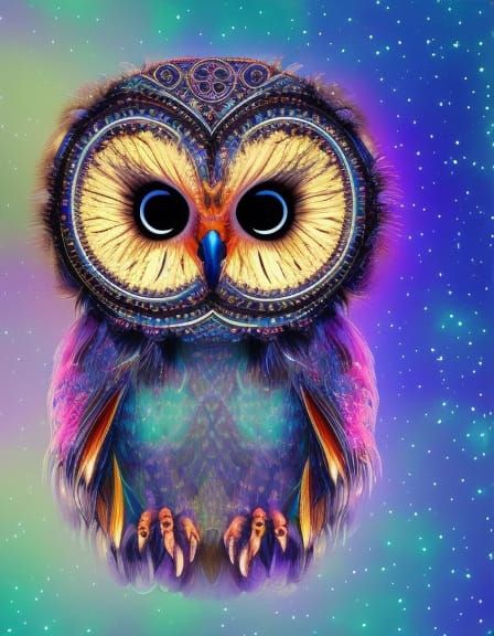 Adorable Baby Owl with Starry Eyes