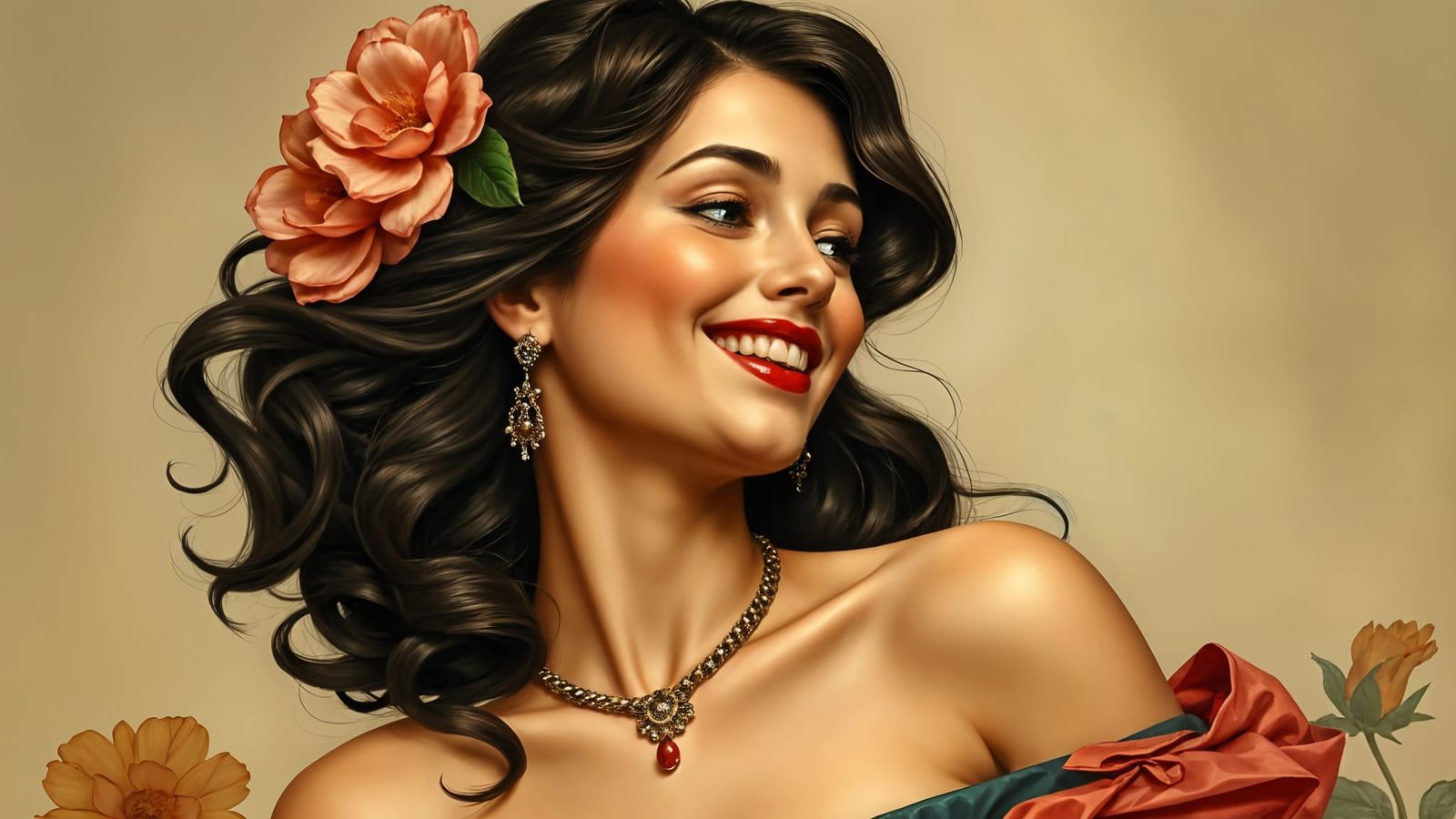 Elegant Lady in Art Nouveau Style