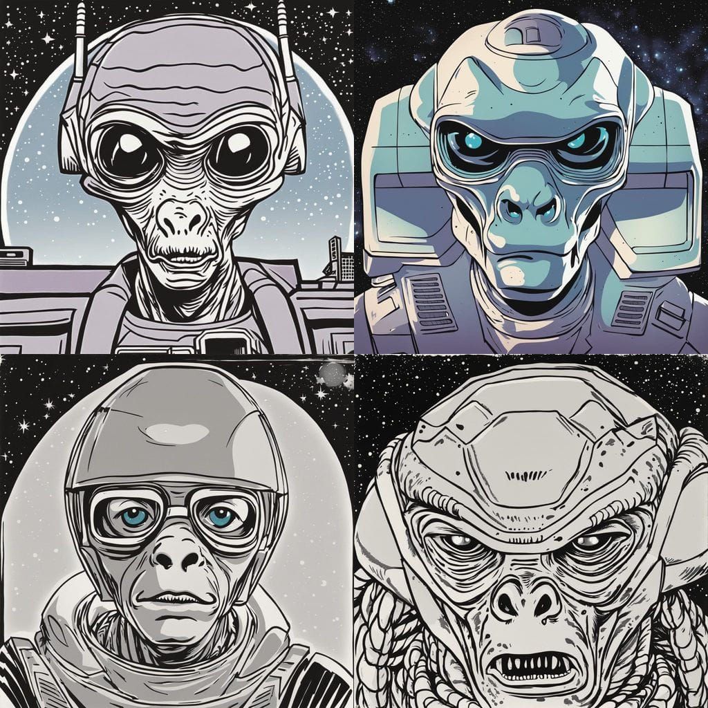 Alien Student of the 80s in High School Portrait Style