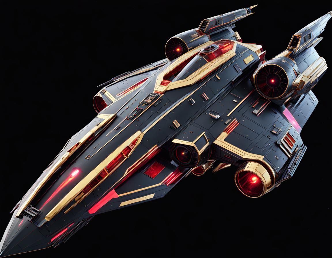 Futuristic Spaceship Battle in Nebula as Octane Render