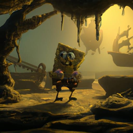Dark Fantasy SpongeBob Concept Art in 8K