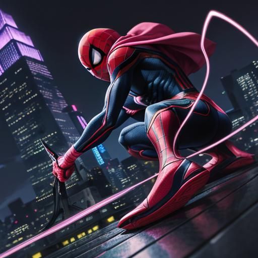 Spider-Man Assassin in Pink: Vibrant Manga Art