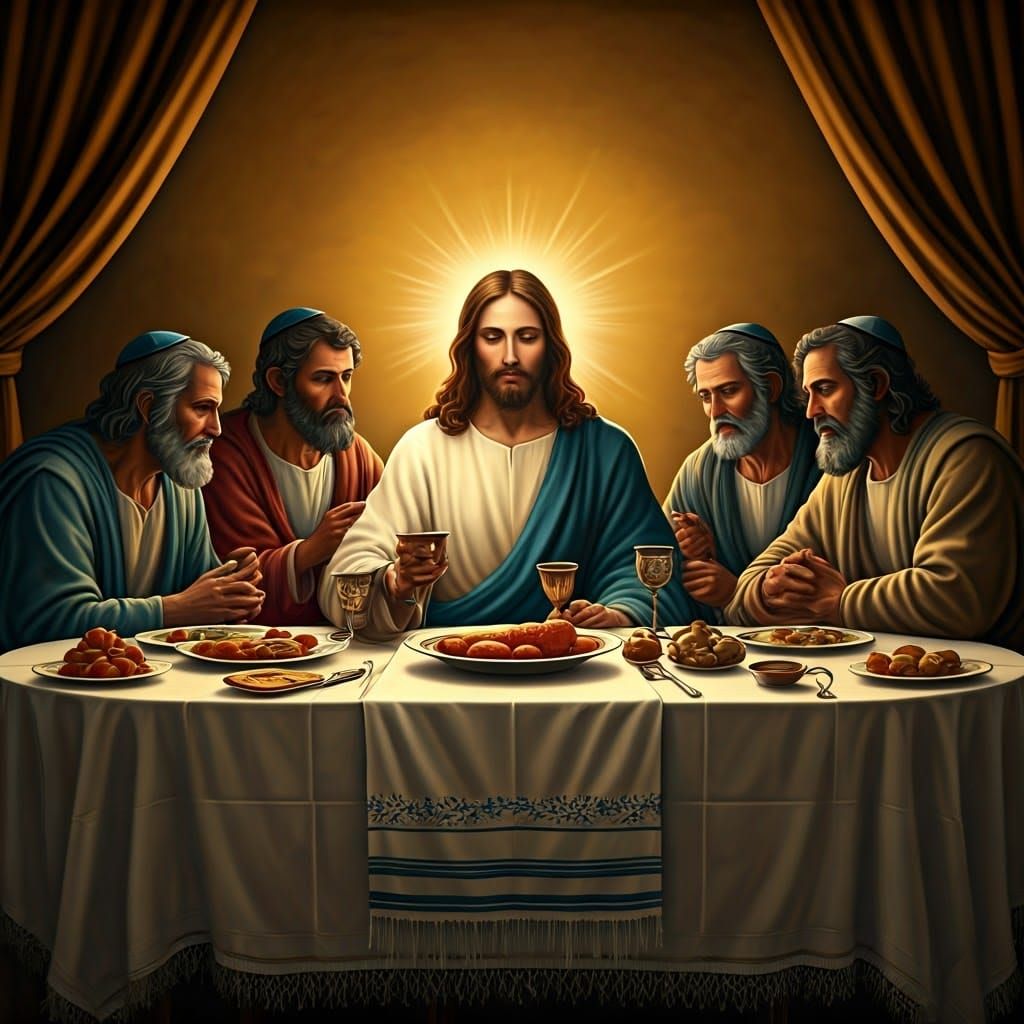 Traditional Jewish Feast in Golden Light