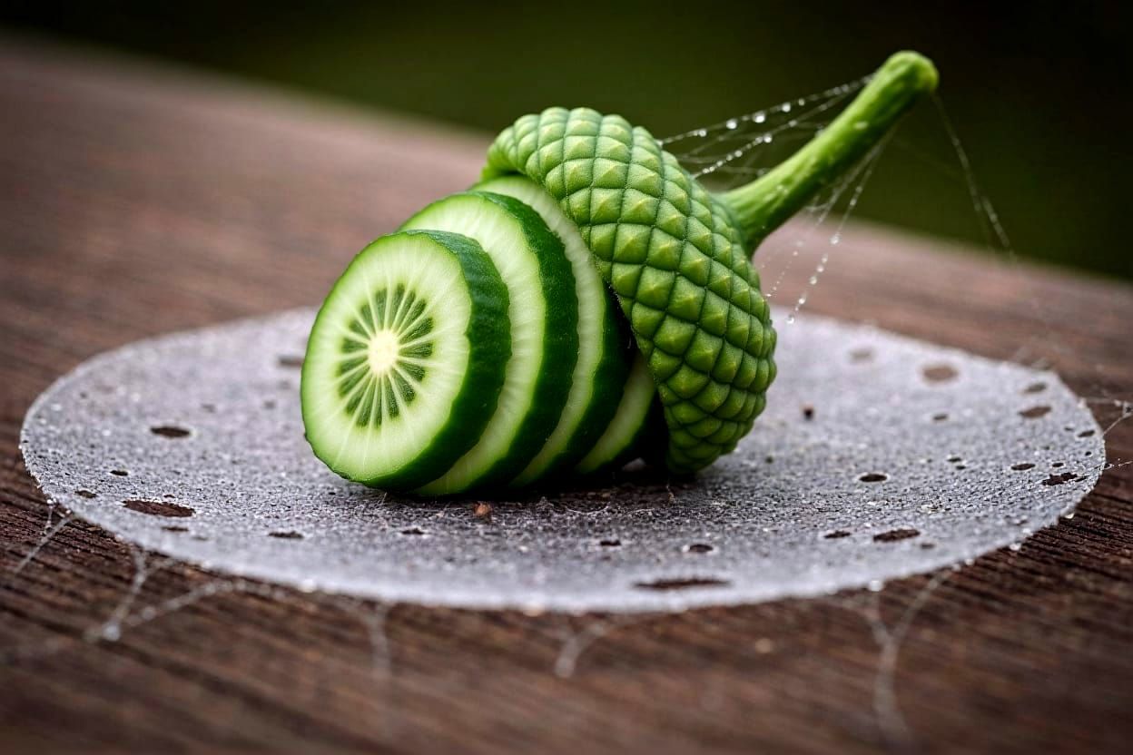 Sliced Cucumber Pieces on Acorn Nut