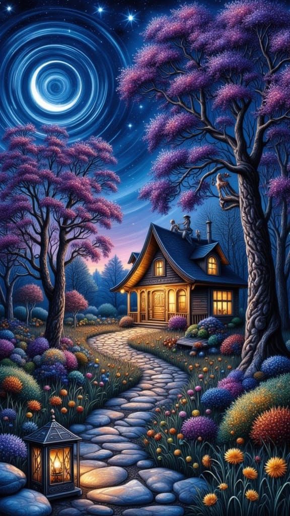 Whimsical cabin in the woods