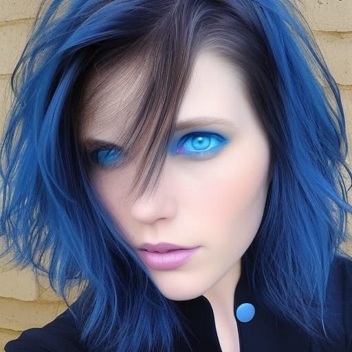 Apocalyptic Woman with Dark Hair and Blue Eyes