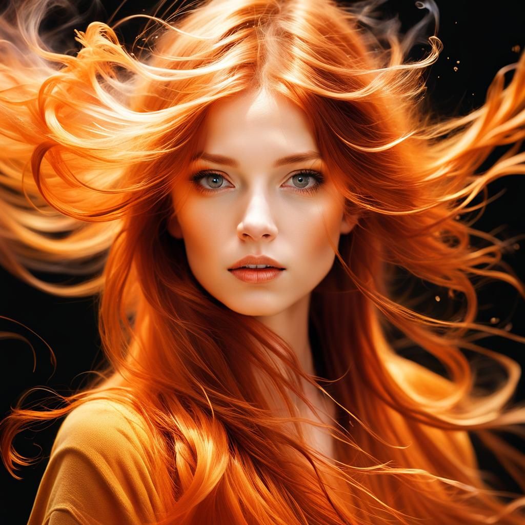 Ginger Haired Woman Dissolving Into Smoke