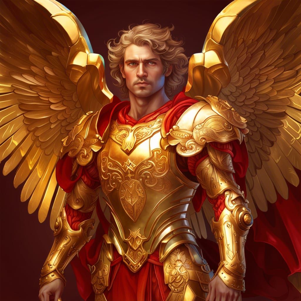 Aries Zodiac Angel in Golden Armor