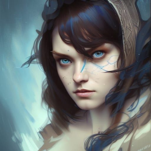 Blue-Eyed Girl Portrait in Hyperdetailed Digital Art