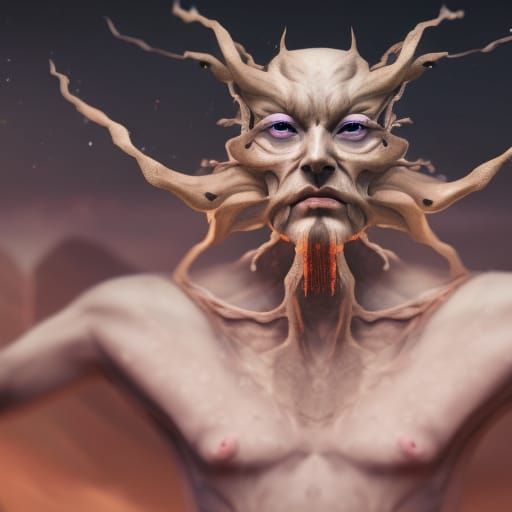 Ethereal Cyborg Orc Portrait in Fantasycore Style