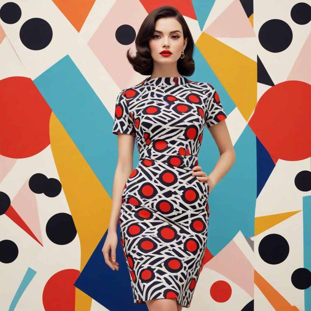 Vibrant Pop Art Portrait of a 1960s Spy Movie Siren