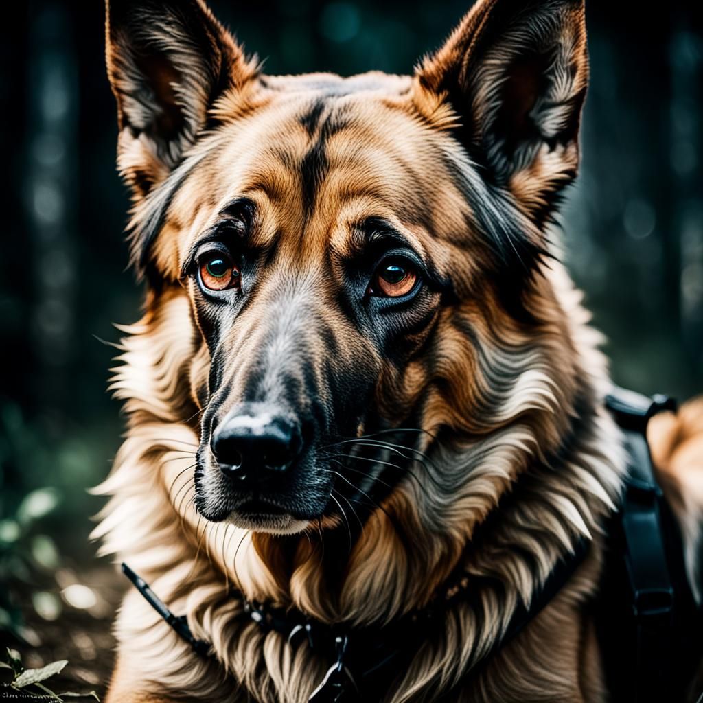 German Shepherd in Stealth Mode Portrait