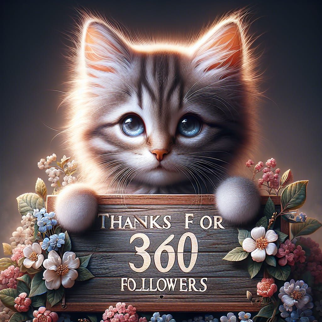 Tabby Kitten Thanks Followers with Rustic Sign