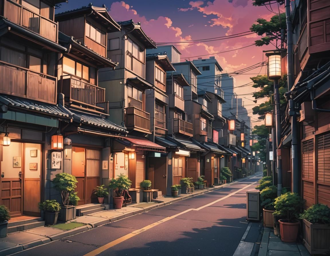 Tokyo Street in Vibrant Anime Style