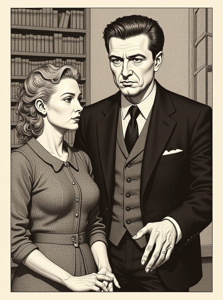 Punk Hero in a Library with Abstract Art Style