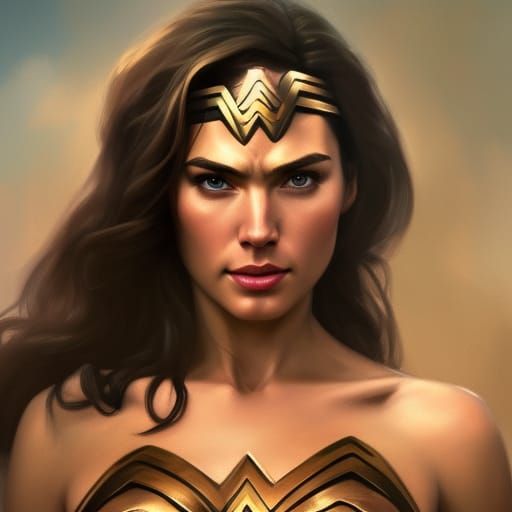 Wonder Woman Portrait in Art Nouveau Style