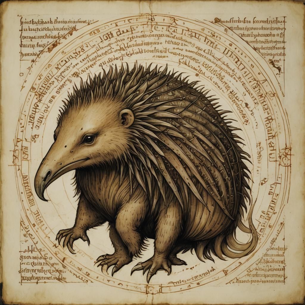 Echidna in Leonardo da Vinci Style