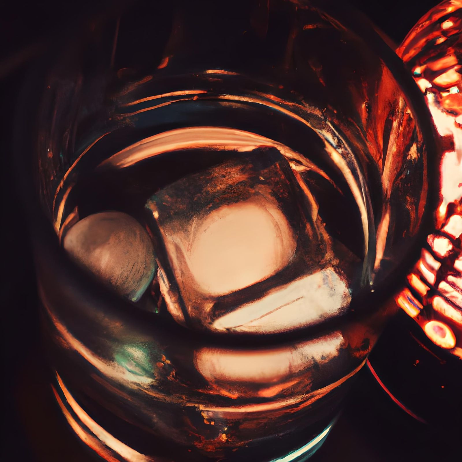 Whiskey Tumbler with Ice in Cozy Bar