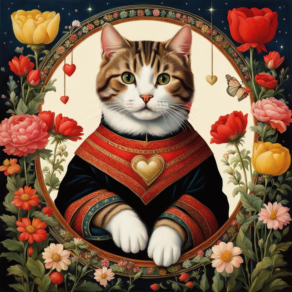 Cute Cat Portrait in Northern Renaissance Style